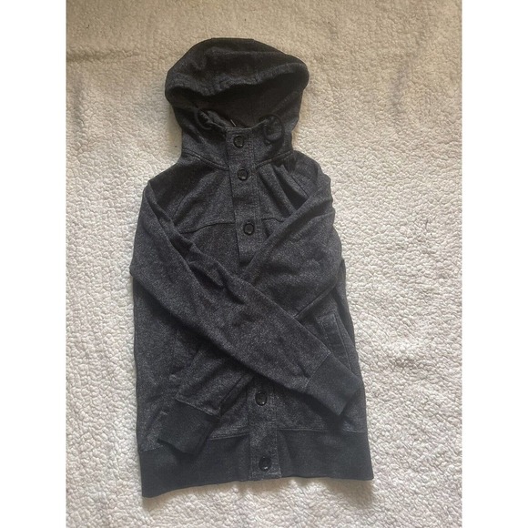 H&M Hoodie Sweatshirt Size Small Dark Gray/ Black Hooded Button Up Front - Picture 1 of 3